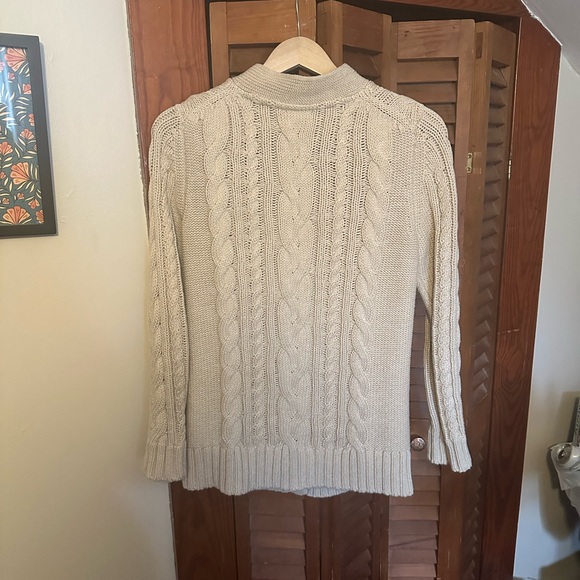 L.L. Bean Cream Cable Knit Cardigan - Picture 2 of 4